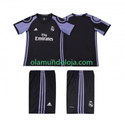Camisola Real Madrid 2016 2017 Retro Criança Equipamento Terceiro Manga Curta